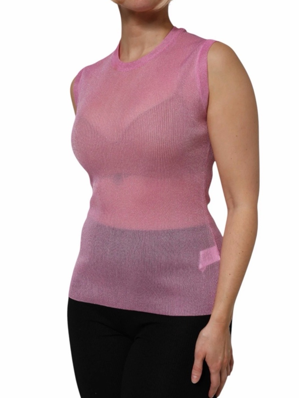 Dolce & Gabbana Pink Sheer Knit Top